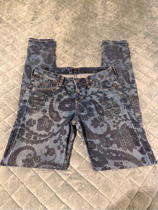 Citizens Of Humanity Denim - Citizens of Humanity Avedon Low Rise Skinny Jeans Blue Paisley Print Size 26